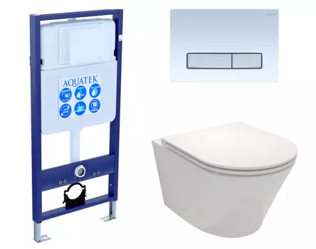 Комплект 3 в 1 инсталляция Акватек Standart 50 + Унитаз подвесной Jacob Delafon Rodin+ EDY102-00 с кнопкой белой хром INS-0000012 + EDY102-00 + KDI-0000030