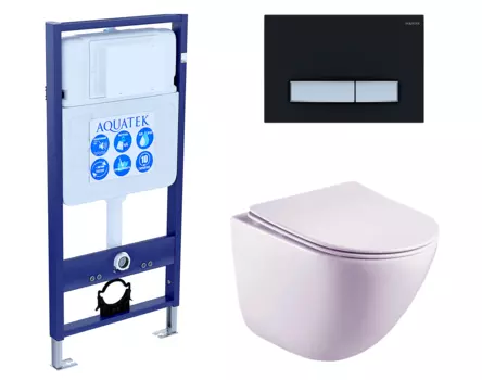Комплект 3 в 1 инсталляция Акватек Standart 50 + Унитаз подвесной Esbano Lotus ESUPLOTUW с кнопкой черной хром INS-0000012 + ESUPLOTUW + KDI-0000031