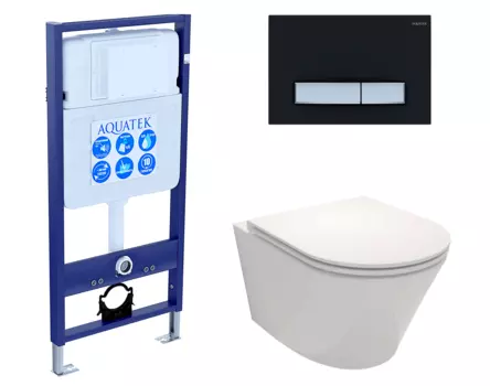 Комплект 3 в 1 инсталляция Акватек Standart 50 + Унитаз подвесной Jacob Delafon Rodin+ EDY102-00 с кнопкой черной хром INS-0000012 + EDY102-00 + KDI-0000031