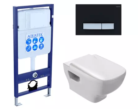 Комплект 3 в 1 инсталляция Акватек Standart 50 + Унитаз подвесной Jacob Delafon Struktura EDE102-00 с кнопкой черной хром INS-0000012 + EDE102-00 + E20606-00 + KDI-0000031