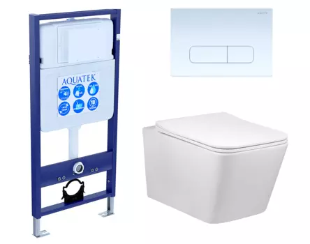 Комплект 3 в 1 инсталляция Акватек Standart 50 + Унитаз Vincea Q-Line VT1-12 с кнопкой белой INS-0000012 + VT1-12 + KDI-0000013