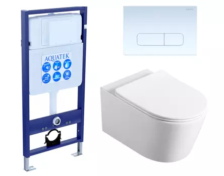 Комплект 3 в 1 инсталляция Акватек Standart 50 + Унитаз Vincea Cute VT1-24 с кнопкой белой INS-0000012 + VT1-24 + KDI-0000013