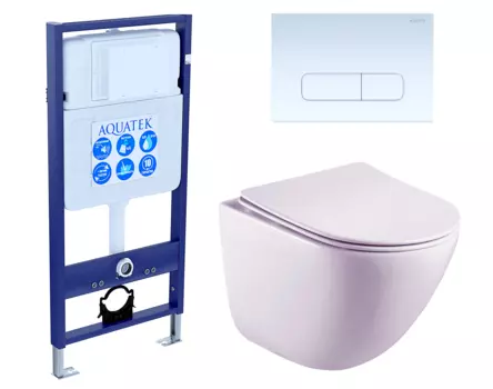 Комплект 3 в 1 инсталляция Акватек Standart 50 + Унитаз подвесной Esbano Lotus ESUPLOTUW с кнопкой белой INS-0000012 + ESUPLOTUW + KDI-0000013