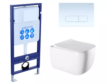 Комплект 3 в 1 инсталляция Акватек Standart 50 + Унитаз подвесной Vincea Form VT1-35 с кнопкой белой INS-0000012 + VT1-35 + KDI-0000013