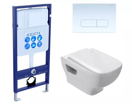 Комплект 3 в 1 инсталляция Акватек Standart 50 + Унитаз подвесной Jacob Delafon Struktura EDE102-00 с кнопкой белой INS-0000012 + EDE102-00 + E20606-00 + KDI-0000013