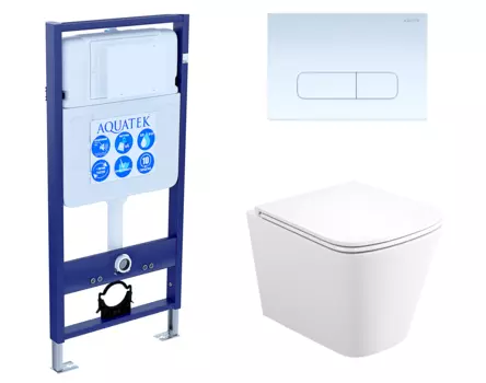 Комплект 3 в 1 инсталляция Акватек Standart 50 + Унитаз подвесной Enio Binario EN4215896 с кнопкой белой INS-0000012 + EN4215896 + KDI-0000013