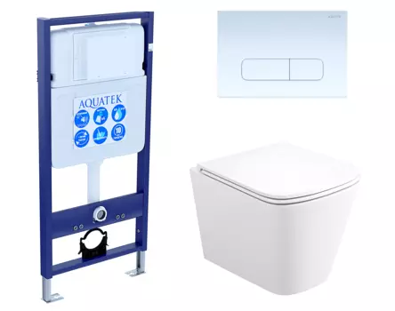 Комплект 3 в 1 инсталляция Акватек Standart 50 + Унитаз подвесной Enio Binario Tornado EN4180237 с кнопкой белой INS-0000012 + EN4180237 + KDI-0000013