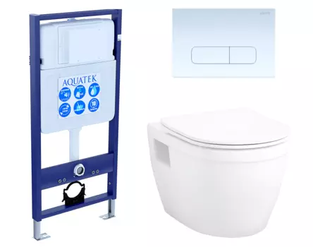 Комплект 3 в 1 инсталляция Акватек Standart 50 + Унитаз подвесной Enio Bolo EN8350034 с кнопкой белой INS-0000012 + EN8350034 + KDI-0000013