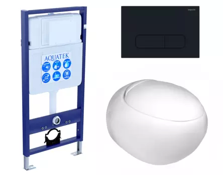 Комплект 3 в 1 инсталляция Акватек Standart 50 + Подвесной унитаз WeltWasser Jeckenbach с кнопкой черной INS-0000012 + 10000003809 + KDI-0000017