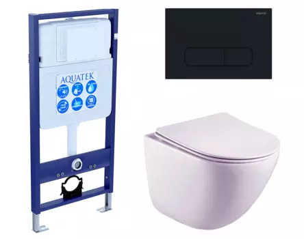 Комплект 3 в 1 инсталляция Акватек Standart 50 + Унитаз подвесной Esbano Lotus ESUPLOTUW с кнопкой черной INS-0000012 + ESUPLOTUW + KDI-0000017