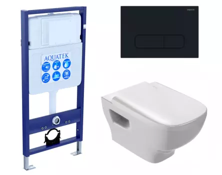 Комплект 3 в 1 инсталляция Акватек Standart 50 + Унитаз подвесной Jacob Delafon Struktura EDE102-00 с кнопкой черной INS-0000012 + EDE102-00 + E20606-00 + KDI-0000017