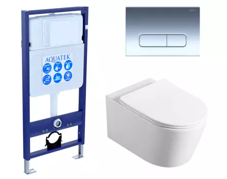 Комплект 3 в 1 инсталляция Акватек Standart 50 + Унитаз Vincea Cute VT1-24 с кнопкой хром INS-0000012 + VT1-24 + KDI-0000016