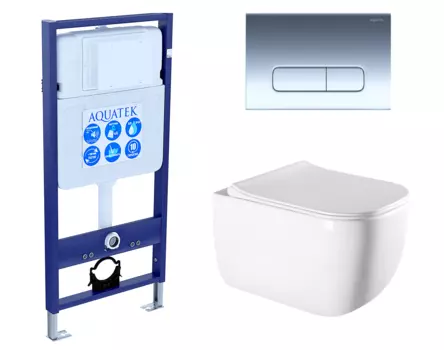 Комплект 3 в 1 инсталляция Акватек Standart 50 + Унитаз подвесной Vincea Form VT1-35 с кнопкой хром INS-0000012 + VT1-35 + KDI-0000016