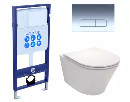 Комплект 3 в 1 инсталляция Акватек Standart 50 + Унитаз подвесной Jacob Delafon Rodin+ EDY102-00 с кнопкой хром INS-0000012 + EDY102-00 + KDI-0000016