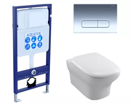 Комплект 3 в 1 инсталляция Акватек Standart 50 + Унитаз подвесной Jacob Delafon Vox EDM102-00 с кнопкой хром INS-0000012 + EDM102-00 + E20142-00 + KDI-0000016