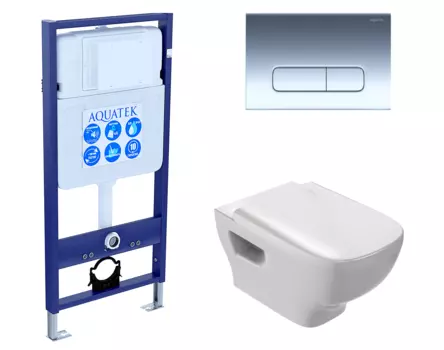 Комплект 3 в 1 инсталляция Акватек Standart 50 + Унитаз подвесной Jacob Delafon Struktura EDE102-00 с кнопкой хром INS-0000012 + EDE102-00 + E20606-00 + KDI-0000016