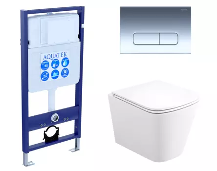 Комплект 3 в 1 инсталляция Акватек Standart 50 + Унитаз подвесной Enio Binario Tornado EN4180237 с кнопкой хром INS-0000012 + EN4180237 + KDI-0000016