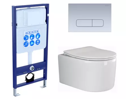Комплект 3 в 1 инсталляция Акватек Standart 50 + Унитаз подвесной Ceramica Nova Moments CN3003 с кнопкой хром матовой INS-0000012 + CN3003 + KDI-0000014
