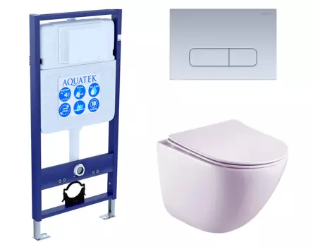 Комплект 3 в 1 инсталляция Акватек Standart 50 + Унитаз подвесной Esbano Lotus ESUPLOTUW с кнопкой хром матовой INS-0000012 + ESUPLOTUW + KDI-0000014