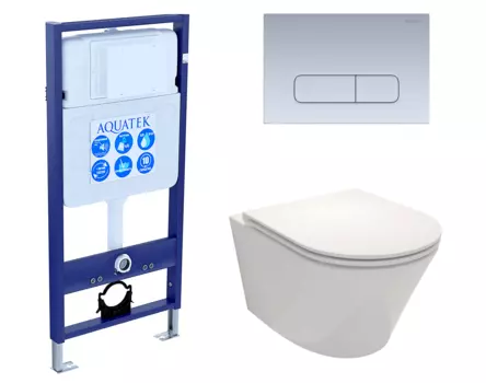 Комплект 3 в 1 инсталляция Акватек Standart 50 + Унитаз подвесной Jacob Delafon Rodin+ EDY102-00 с кнопкой хром матовой INS-0000012 + EDY102-00 + KDI-0000014