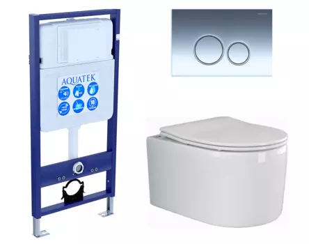Комплект 3 в 1 инсталляция Акватек Standart 50 + Унитаз подвесной Ceramica Nova Moments CN3003 с кнопкой хром INS-0000012 + CN3003 + KDI-0000018