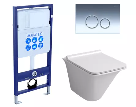 Комплект 3 в 1 инсталляция Акватек Standart 50 + Унитаз подвесной Grossman GR-4413S с кнопкой хром INS-0000012 + GR-4413S + KDI-0000018