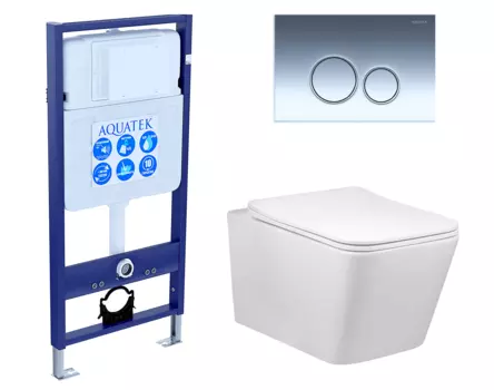 Комплект 3 в 1 инсталляция Акватек Standart 50 + Унитаз Vincea Q-Line VT1-12 с кнопкой хром INS-0000012 + VT1-12 + KDI-0000018