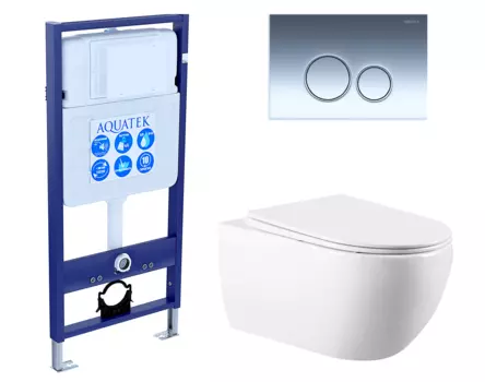 Комплект 3 в 1 инсталляция Акватек Standart 50 + Унитаз подвесной Vincea Evo VT1-34 с кнопкой хром INS-0000012 + VT1-34 + KDI-0000018