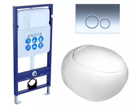 Комплект 3 в 1 инсталляция Акватек Standart 50 + Подвесной унитаз WeltWasser Jeckenbach с кнопкой хром INS-0000012 + 10000003809 + KDI-0000018
