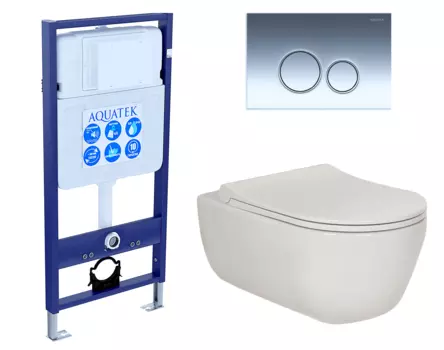 Комплект 3 в 1 инсталляция Акватек Standart 50 + Унитаз подвесной Berges Wasserhaus Ego XL 082118 с кнопкой хром INS-0000012 + 082118 + KDI-0000018