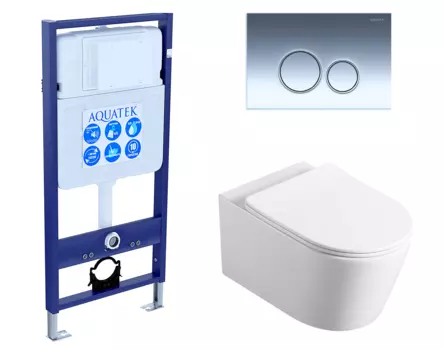 Комплект 3 в 1 инсталляция Акватек Standart 50 + Унитаз Vincea Cute VT1-24 с кнопкой хром INS-0000012 + VT1-24 + KDI-0000018