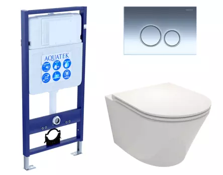 Комплект 3 в 1 инсталляция Акватек Standart 50 + Унитаз подвесной Jacob Delafon Rodin+ EDY102-00 с кнопкой хром INS-0000012 + EDY102-00 + KDI-0000018