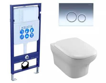 Комплект 3 в 1 инсталляция Акватек Standart 50 + Унитаз подвесной Jacob Delafon Vox EDM102-00 с кнопкой хром INS-0000012 + EDM102-00 + E20142-00 + KDI-0000018