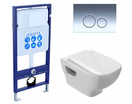 Комплект 3 в 1 инсталляция Акватек Standart 50 + Унитаз подвесной Jacob Delafon Struktura EDE102-00 с кнопкой хром INS-0000012 + EDE102-00 + E20606-00 + KDI-0000018