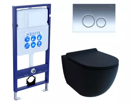 Комплект 3 в 1 инсталляция Акватек Standart 50 + Унитаз подвесной Esbano Garcia черный с кнопкой хром INS-0000012 + ESUPGARCBM + KDI-0000018