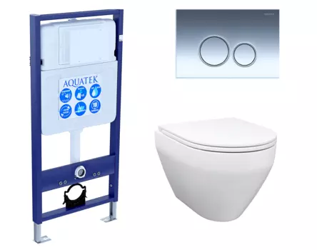 Комплект 3 в 1 инсталляция Акватек Standart 50 + Унитаз подвесной Enio Cono EN2870522 с кнопкой хром INS-0000012 + EN2870522 + KDI-0000018
