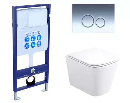 Комплект 3 в 1 инсталляция Акватек Standart 50 + Унитаз подвесной Enio Binario Tornado EN4180237 с кнопкой хром INS-0000012 + EN4180237 + KDI-0000018