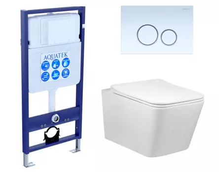Комплект 3 в 1 инсталляция Акватек Standart 50 + Унитаз Vincea Q-Line VT1-12 с кнопкой белой INS-0000012 + VT1-12 + KDI-0000015