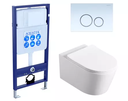 Комплект 3 в 1 инсталляция Акватек Standart 50 + Унитаз Vincea Cute VT1-24 с кнопкой белой INS-0000012 + VT1-24 + KDI-0000015