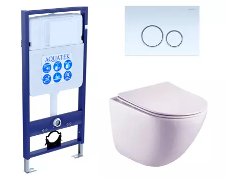 Комплект 3 в 1 инсталляция Акватек Standart 50 + Унитаз подвесной Esbano Lotus ESUPLOTUW с кнопкой белой INS-0000012 + ESUPLOTUW + KDI-0000015