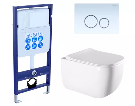 Комплект 3 в 1 инсталляция Акватек Standart 50 + Унитаз подвесной Vincea Form VT1-35 с кнопкой белой INS-0000012 + VT1-35 + KDI-0000015