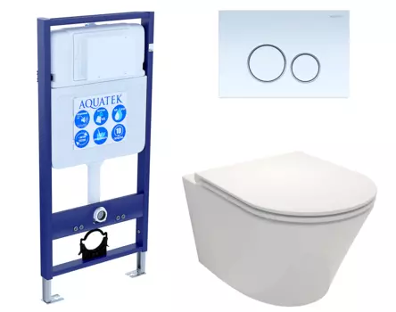 Комплект 3 в 1 инсталляция Акватек Standart 50 + Унитаз подвесной Jacob Delafon Rodin+ EDY102-00 с кнопкой белой INS-0000012 + EDY102-00 + KDI-0000015