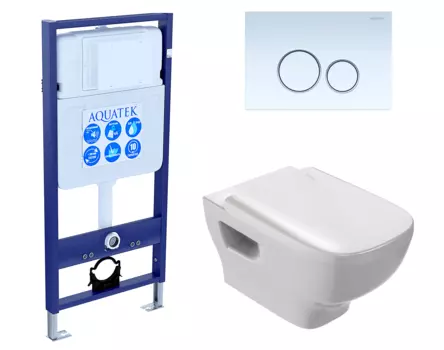 Комплект 3 в 1 инсталляция Акватек Standart 50 + Унитаз подвесной Jacob Delafon Struktura EDE102-00 с кнопкой белой INS-0000012 + EDE102-00 + E20606-00 + KDI-0000015