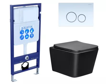 Комплект 3 в 1 инсталляция Акватек Standart 50 + Унитаз Vincea Q-Line VT1-12MB черный с кнопкой белой INS-0000012 + VT1-12MB + KDI-0000015