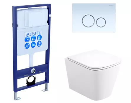 Комплект 3 в 1 инсталляция Акватек Standart 50 + Унитаз подвесной Enio Binario EN4215896 с кнопкой белой INS-0000012 + EN4215896 + KDI-0000015