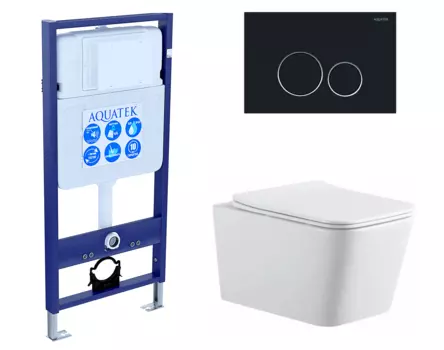Комплект 3 в 1 инсталляция Акватек Standart 50 + Подвесной унитаз SinteSi BALTI с кнопкой черной INS-0000012 + SIN-TS-BLT-171 + KDI-0000020