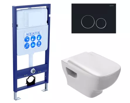 Комплект 3 в 1 инсталляция Акватек Standart 50 + Унитаз подвесной Jacob Delafon Struktura EDE102-00 с кнопкой черной INS-0000012 + EDE102-00 + E20606-00 + KDI-0000020