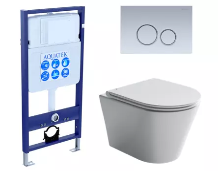 Комплект 3 в 1 инсталляция Акватек Standart 50 + Унитаз подвесной Ceramica Nova Forma CN3011 с кнопкой хром матовой INS-0000012 + CN3011 + KDI-0000019