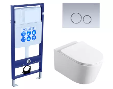 Комплект 3 в 1 инсталляция Акватек Standart 50 + Унитаз Vincea Cute VT1-24 с кнопкой хром матовой INS-0000012 + VT1-24 + KDI-0000019
