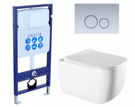 Комплект 3 в 1 инсталляция Акватек Standart 50 + Унитаз подвесной Vincea Form VT1-35 с кнопкой хром матовой INS-0000012 + VT1-35 + KDI-0000019